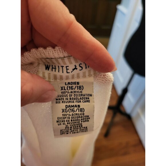 Vintage 90s White Thin Oversized Sweater White Stag XL Minimalist Retro Layering - Picture 7 of 7